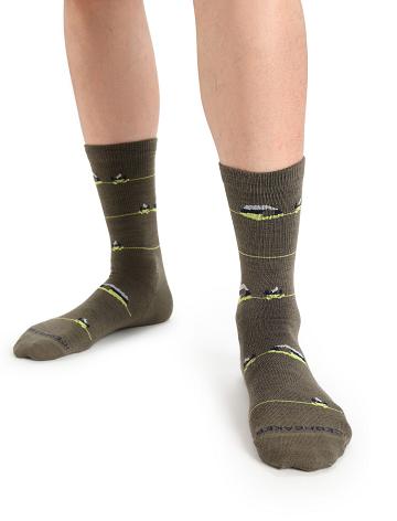 Pánské Ponožky Icebreaker Merino Lifestyle Ultralight Crew Backcountry Camp Olivy Zelené Královská Modrá Tmavě Blankyt | CZ 1939SGLO